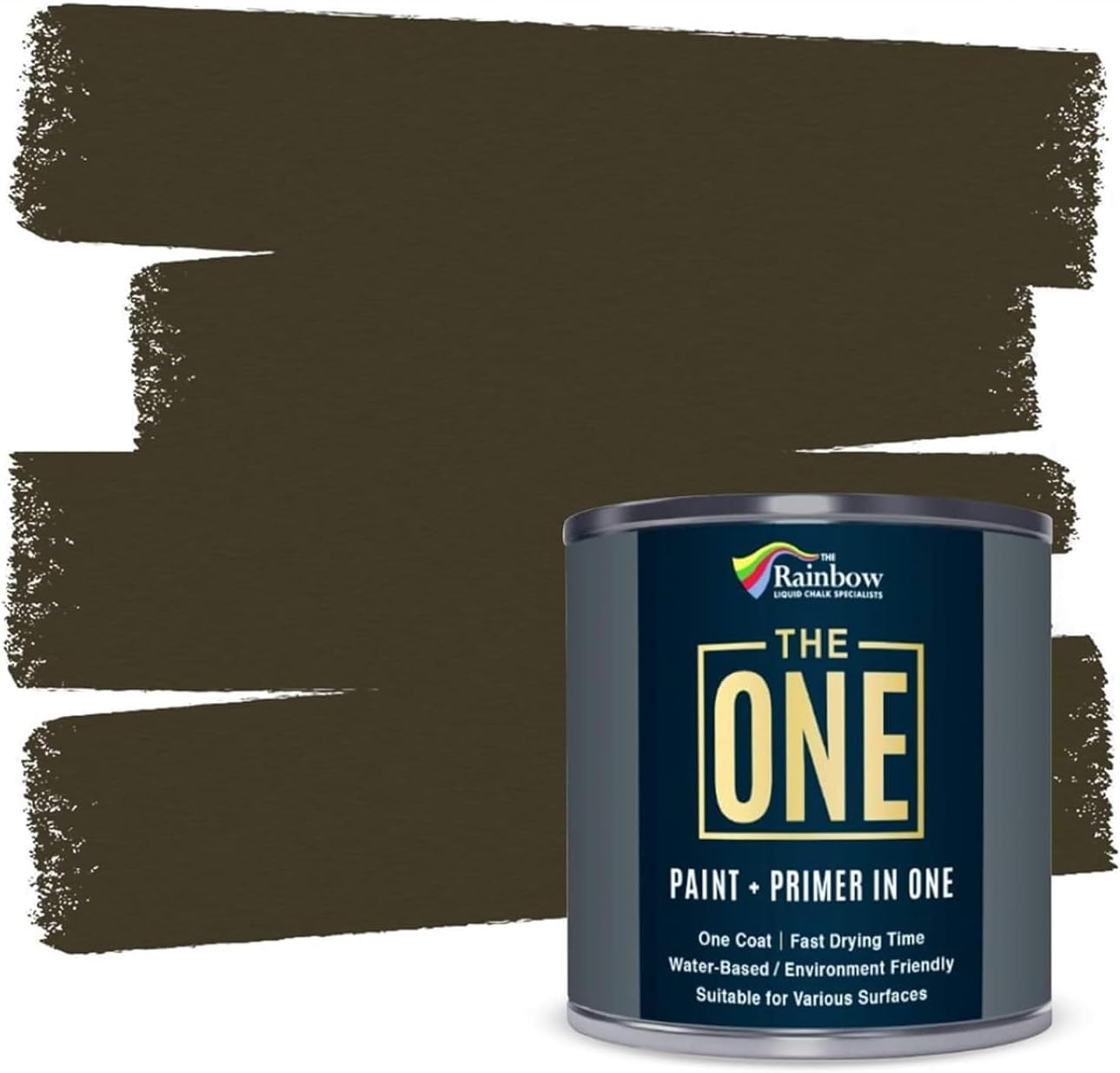 THE ONE Paint & Primer: Most Durable Furniture Paint, Cabinet Paint, Front Door, Walls, Bathroom, Kitchen, Tile Paint and More - Quick Drying Paint for Interior / Exterior (Brown Satin, 1 Litre)