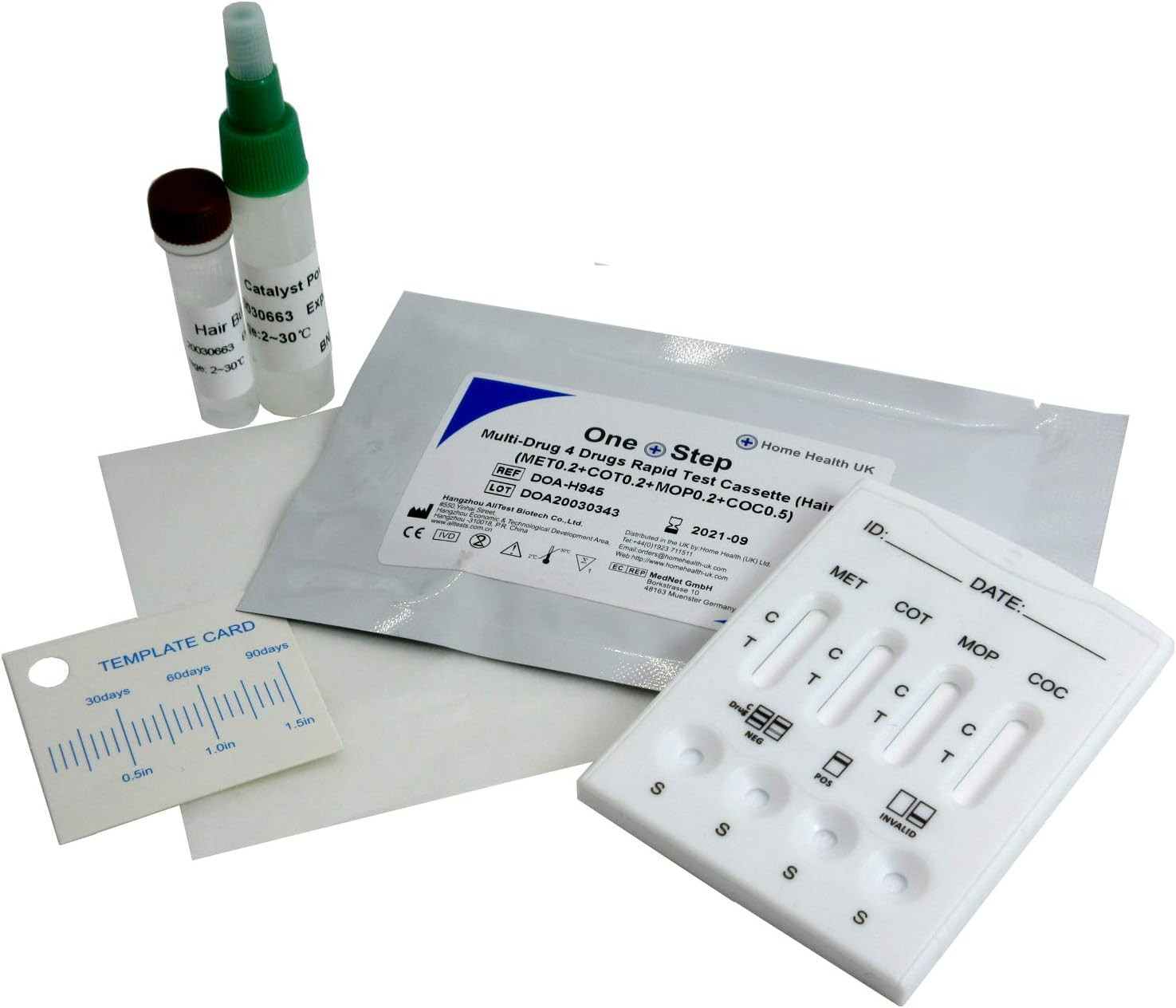 Hair Multi-Drug Test Kit - Cocaine Cotinine Methamphetamine & Morphine