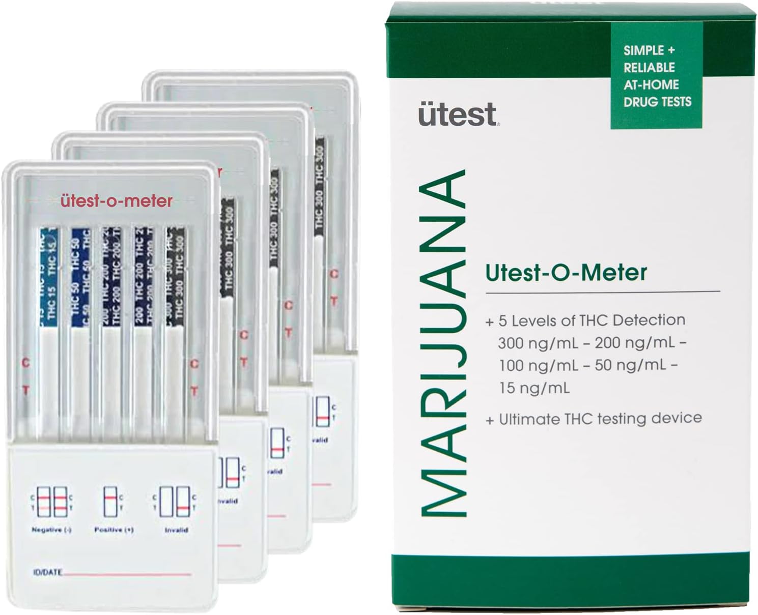O-Meter 5 Level THC Home Drug Test | Marijuana Urine Test Kit | Highly Sensitive Testing Strips with Instant Results | 5 Panel Tests 15 ng/mL, 50 ng/mL, 100, 200, & 300 ng/mL (4-Pack)