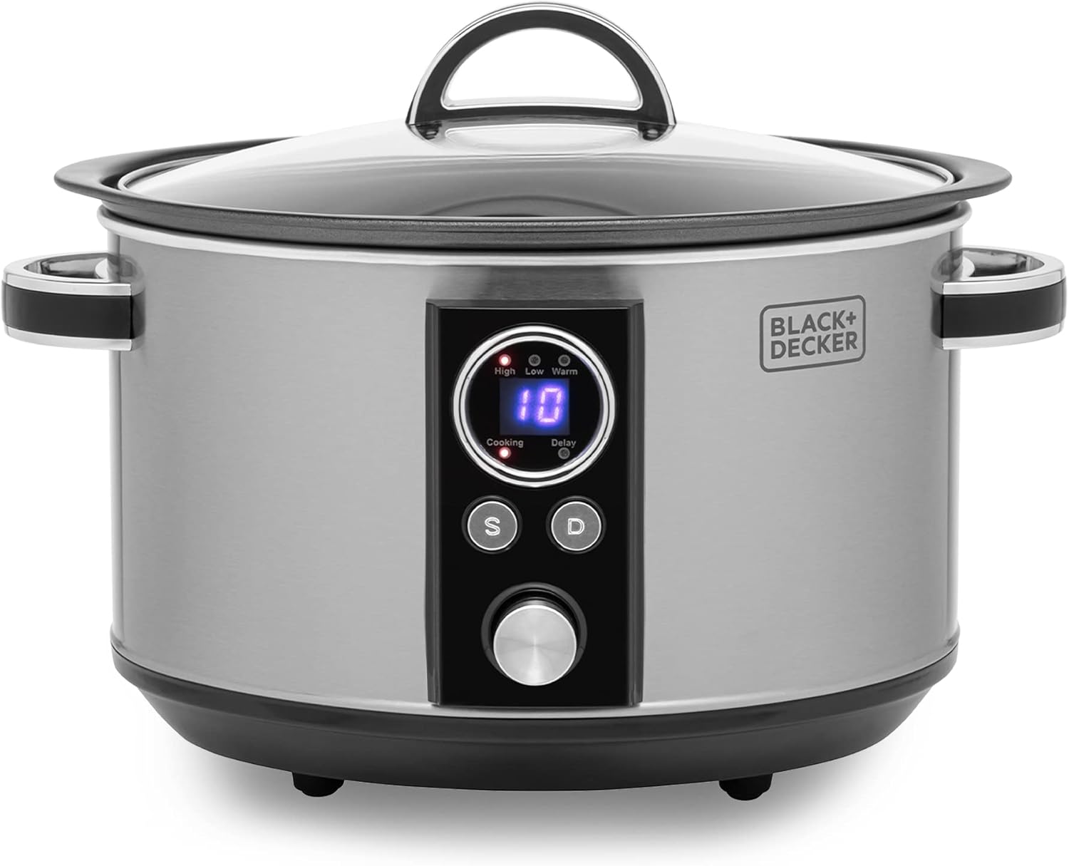 BLACK+DECKER BXSC16045GB 6.5L Digital Sear & Stew Slow Cooker, Stainless Steel & Black