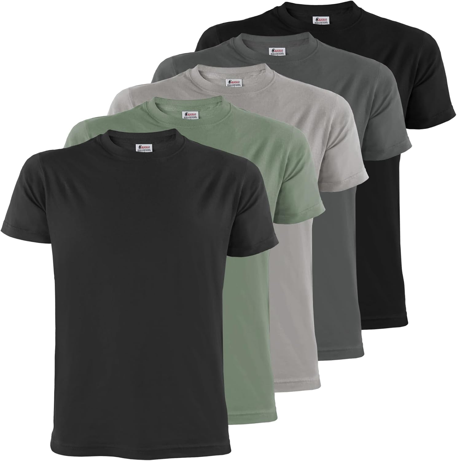 ALPIDEX Men's T-Shirts Pack of 5 with Round Neck, Plain Size S M L XL XXL 3XL 4XL 5XL
