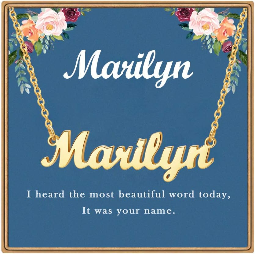 Ldurian Custom Name Necklace, Personalized Name Plate Pendant Necklace Pre Gifts, Charm Pre-made Jewelry for Mom Mama Birthday Anniversary