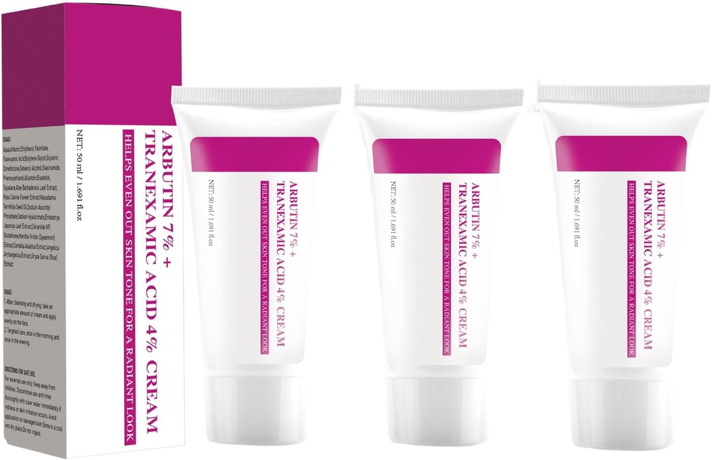 Arbutin 7% + Tranexamic Acid 4% Cream,50ml Moisturizing Face Cream,70,000Ppm Arbutin, 40,000Ppm Txa, Niacinamide,Helps Even Out Skin Tone For A Radiant Look (3)