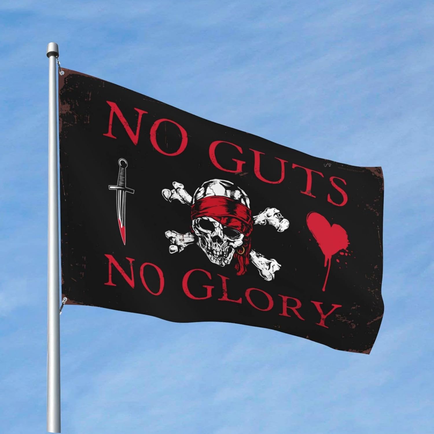 Men Cave Decor Pirate No Guts No Glory Flag Men Stuff Stuff For Your Room(152X244CM)