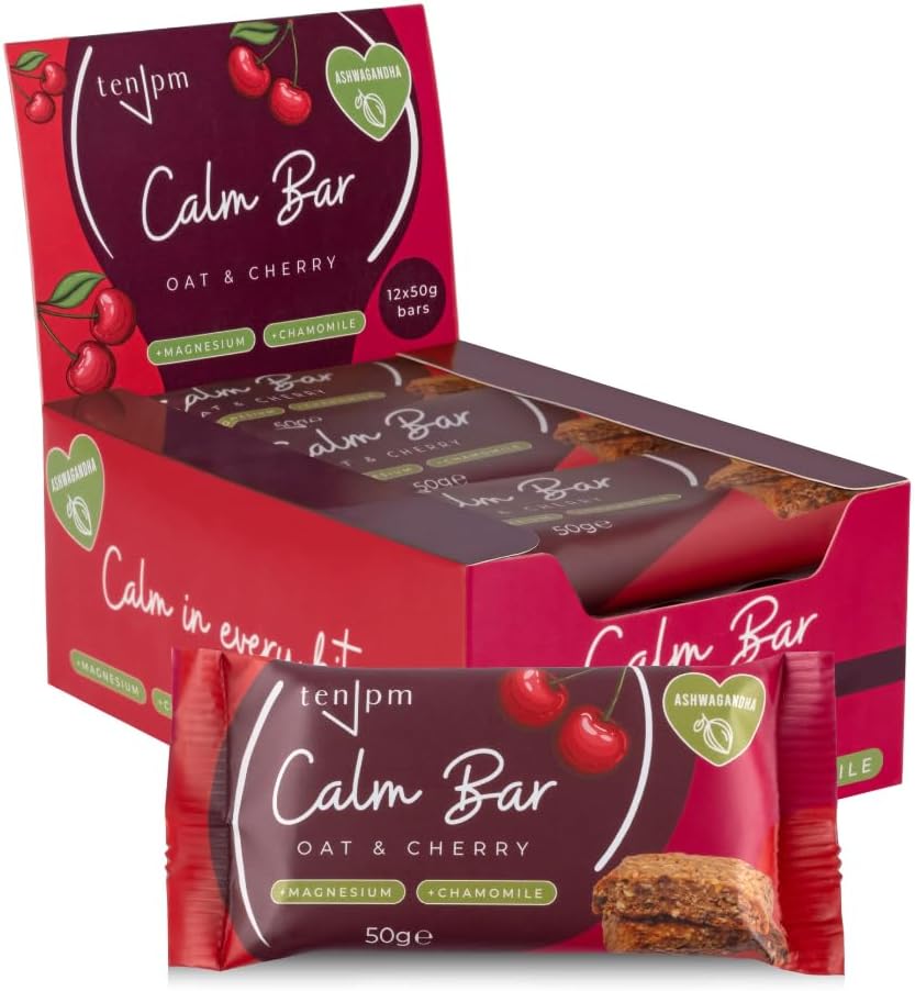 Calm Bars - Healthy, Functional Snack Bar, Ashwagandha, High Fibre, Low Calorie, box of 12 Bars