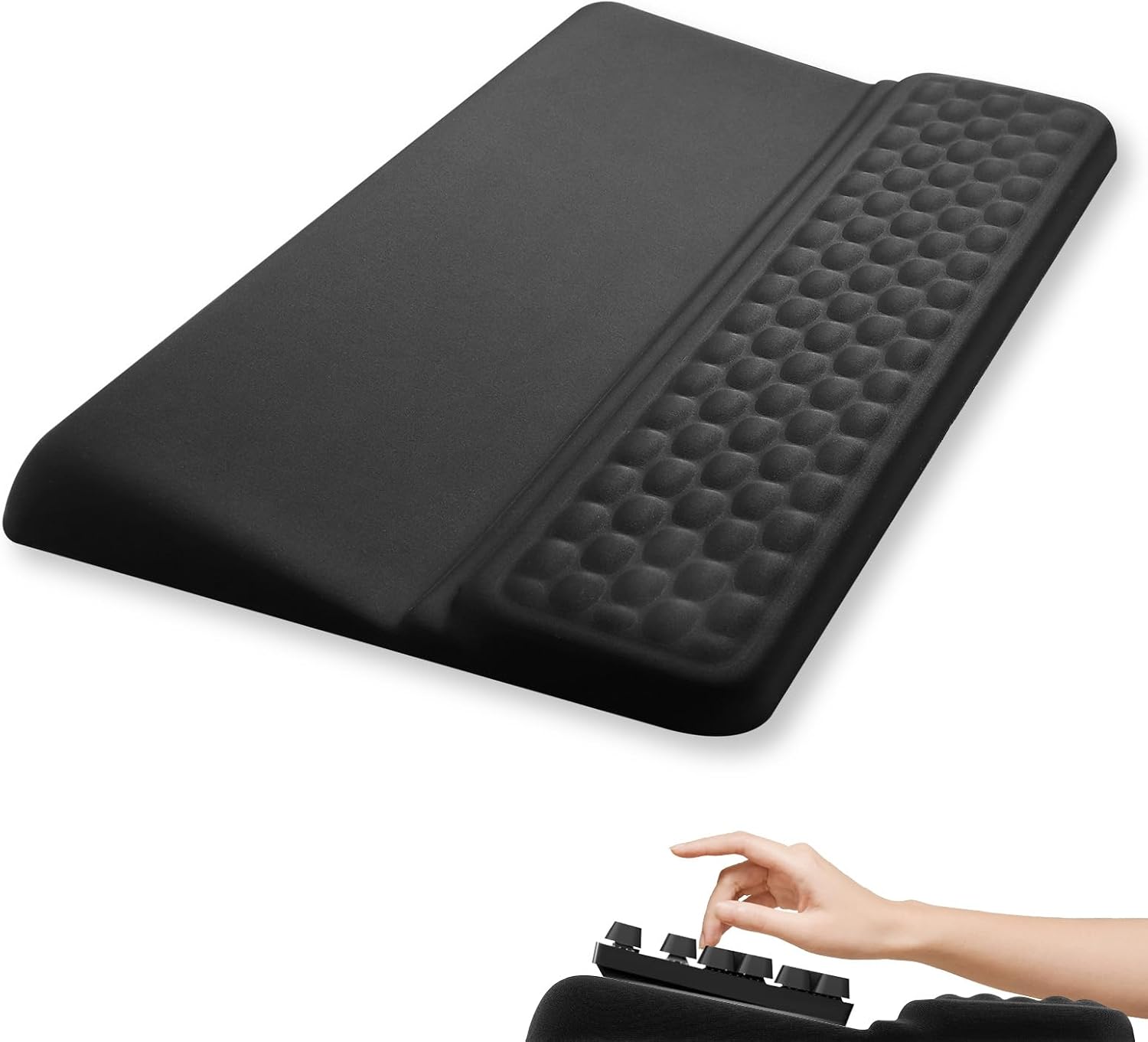 Fentar 2-in-1 Ergonomic Keyboard Wrist Rest with Stand, Keyboard Riser | Soft Memory Foam, Non-slip PU Pad Bottom, 43cm Stress-Relieving Desk Accessories for Office, Home and Gaming (Black)
