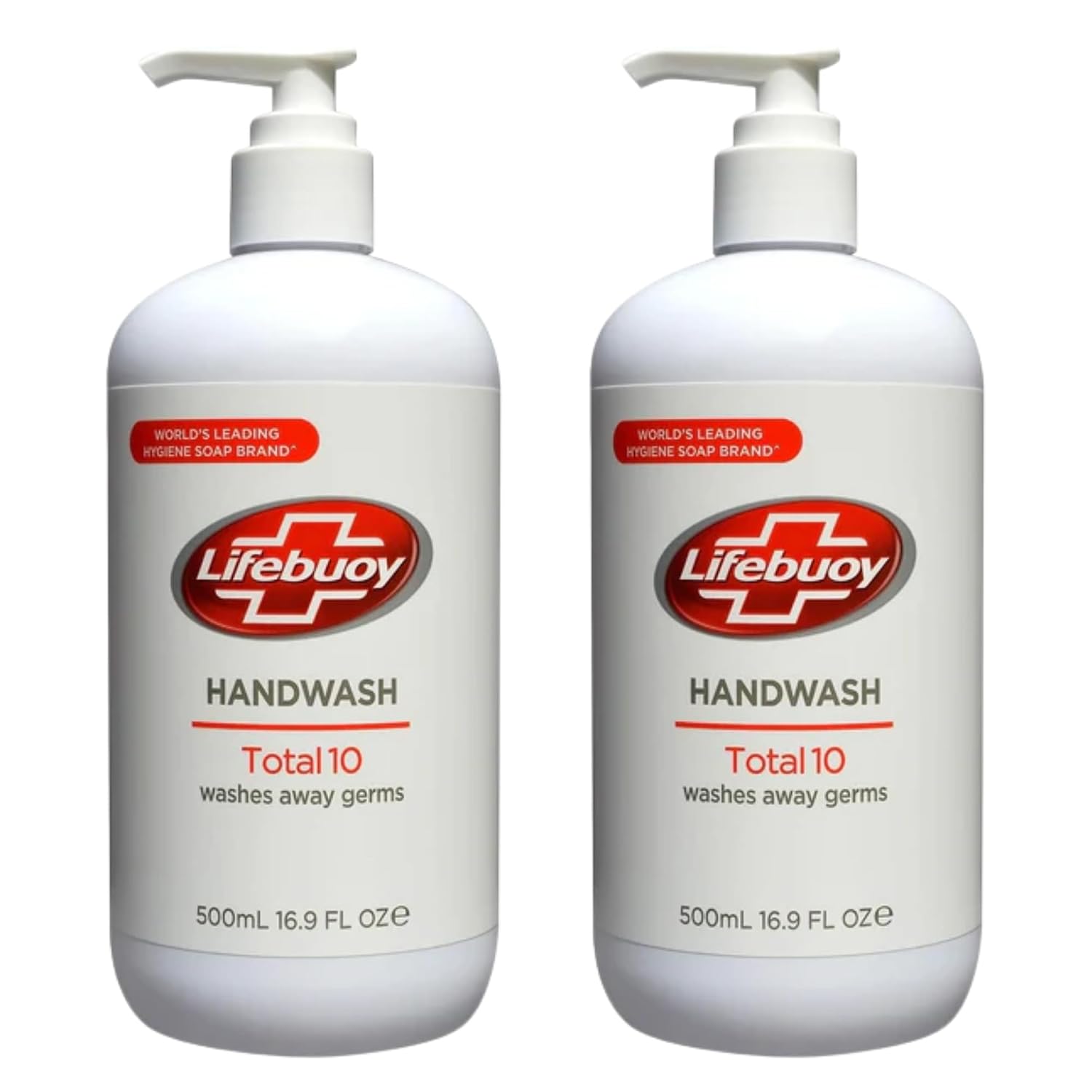 Lifebuoy Total 10 Hand Soap, 16.9 fl oz (500 ml) – Pack of 2 Value Size, Liquid Hand Wash - Specially Packed Value Bundle