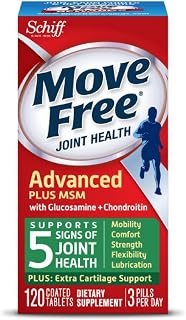 Move Free Advanced Plus MSM, 120 tablets - Joint Health Supplement with Glucosamine and Chondroitin (Pack of 4)
