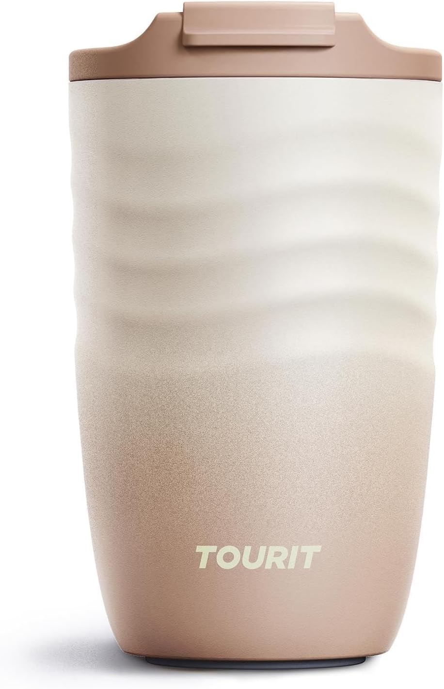 TOURIT 12 oz Travel Coffee Mug, Insulated Stainless Steel Travel Mug with Lid, Leak-Proof Double-Wall Vacuum Tumbler, Reusable Coffee Cup - Light khaki