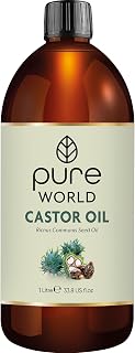Pure World Castor Oil 1 Litre. Cold Pressed 100% Pure and Natural Hexane Free For Eyebrows, Nails, Beard, Hair, Eyelash Growth Cruelty-Free
