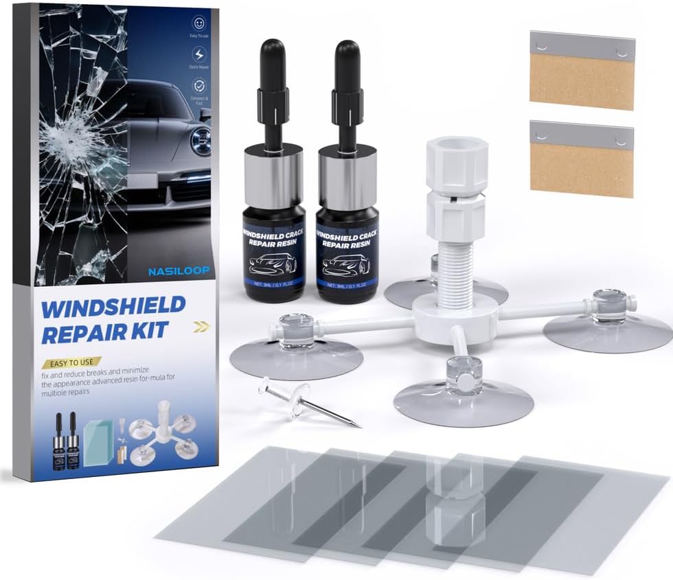 Windshield Repair kit, Quick and Efficiency Glass Repair Fluid, Car Windshield Crack Repair Resin Kit for Fixing Chips, Bulls-Eye, Cracks and Star-Shape Cack-2 Pack
