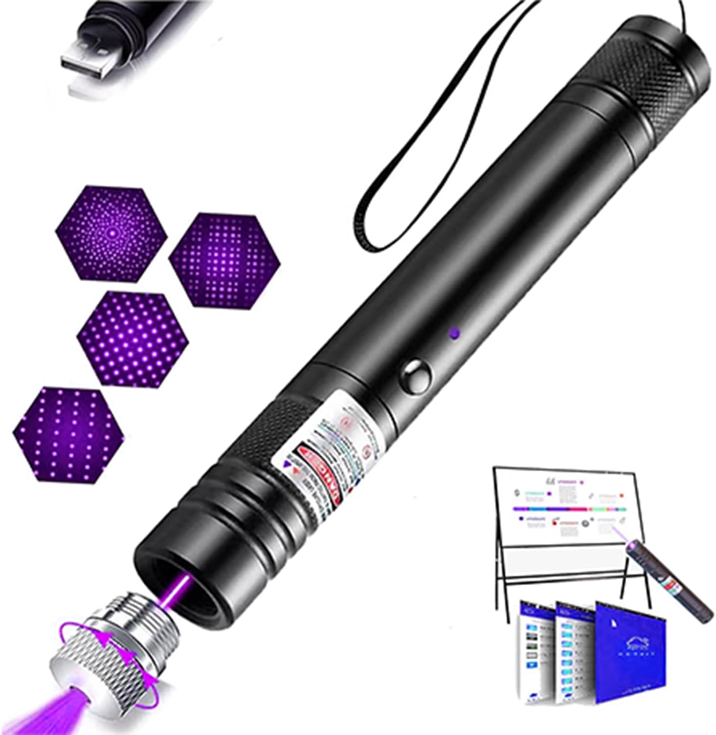 Purple USB Laser Pointer for TV LED LCD Screen Demo Outdoor Construction Exploration