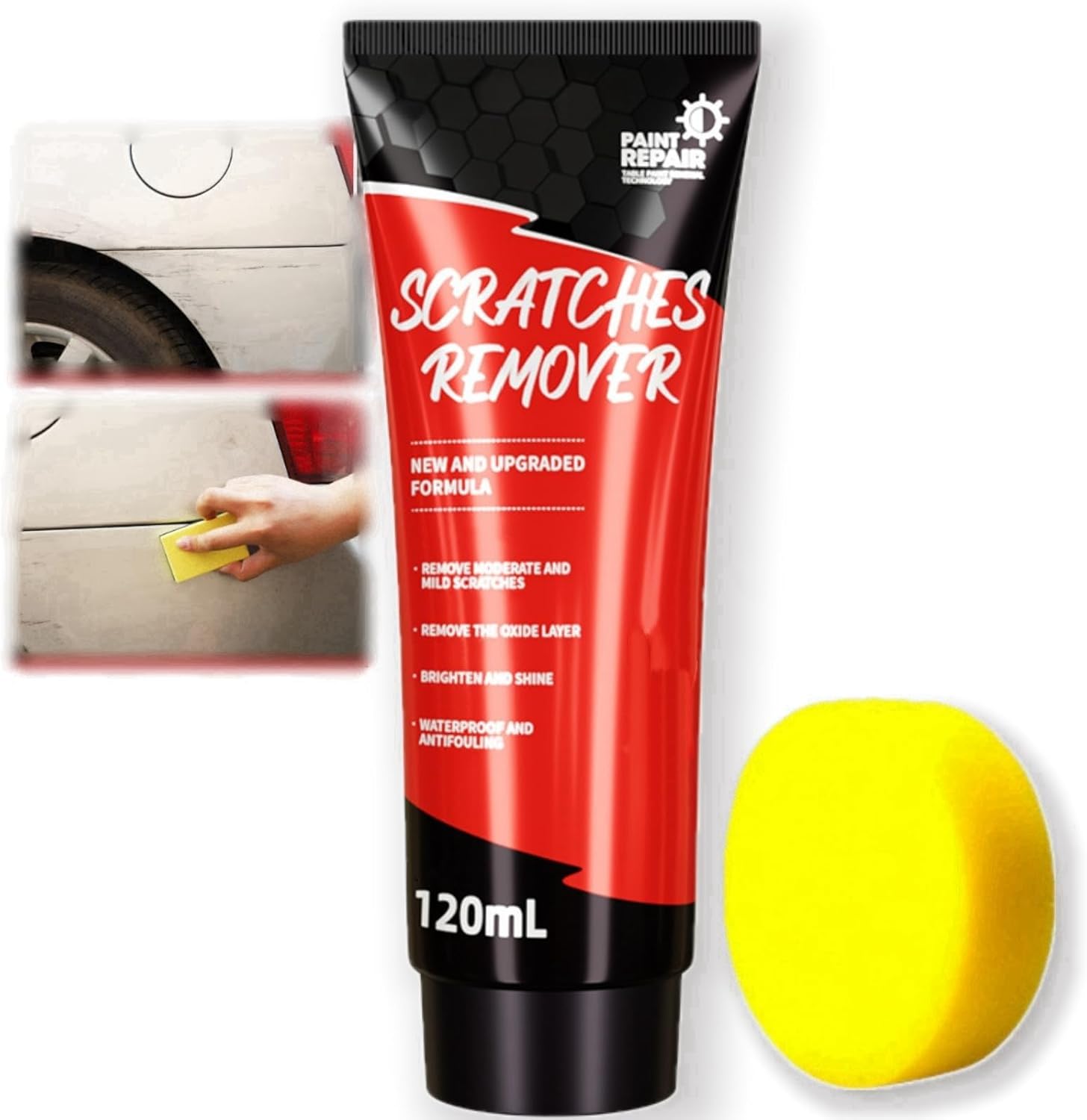 Vehicle Scratch Repair Kit - Remover Paste, Wax & Sponge for Deep Car Paint Scratches, Includes Wipe - Easy Fix for Vehicle Blemishes