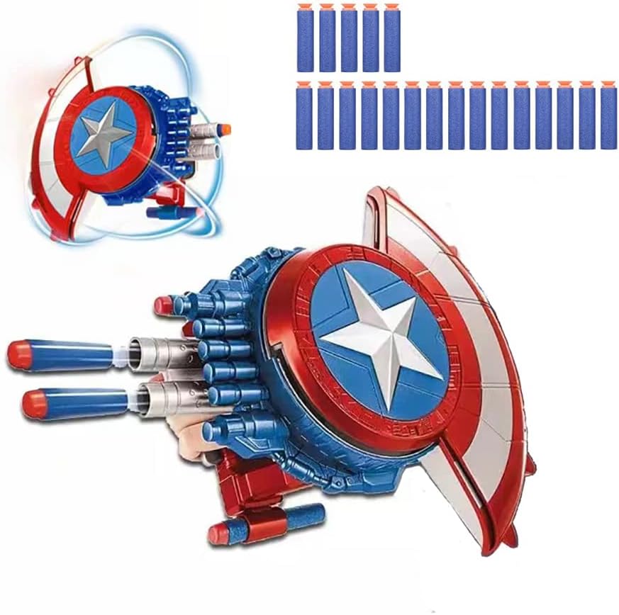 Captain Dart Shooting Shield and 20 Darts Nerf Guns Toy, Kids Boys Toddlers Gun Toys Gift for Easter Basket Age 3-12 Years Old Birthday Holiday Party