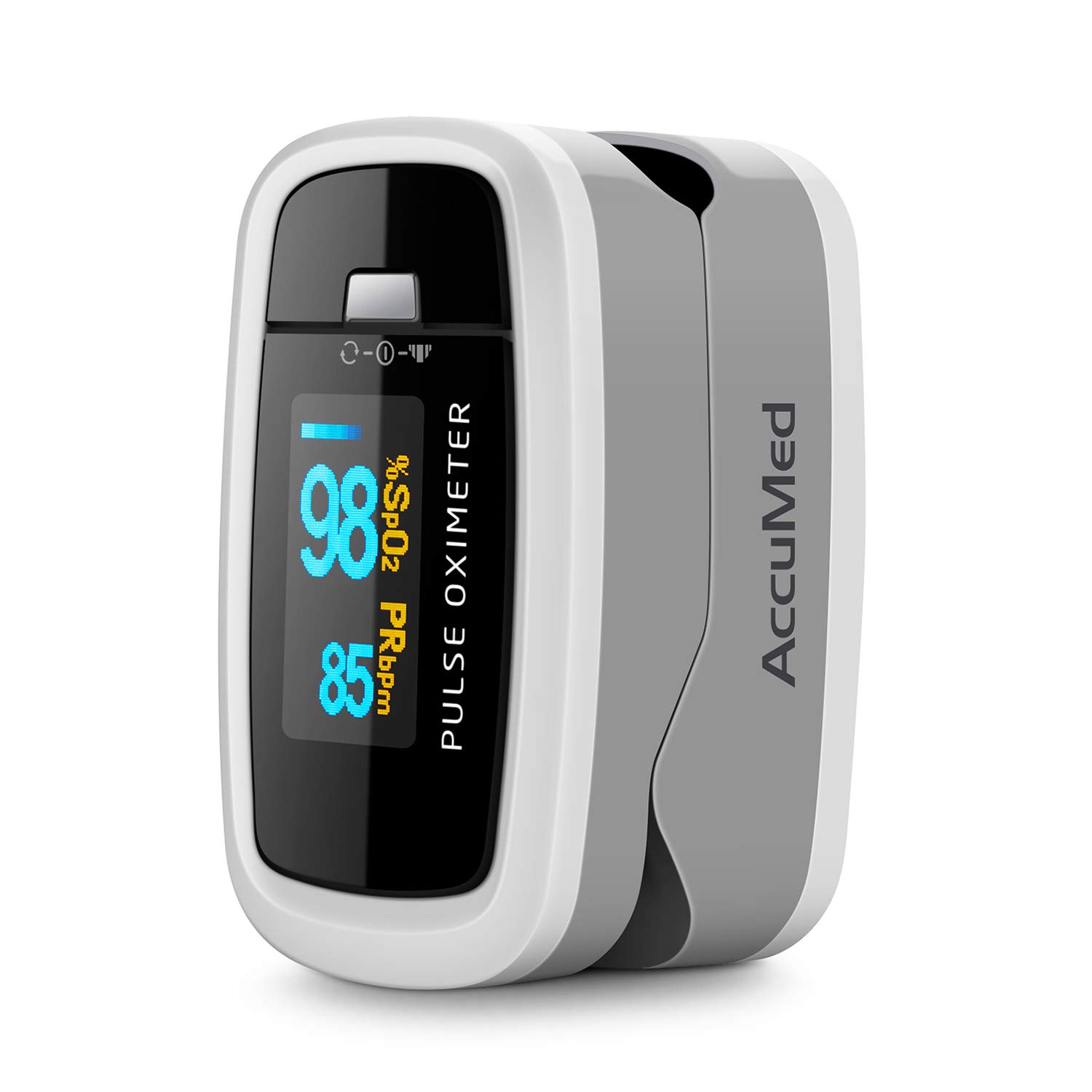 AccuMed® CMS-50D1 Pulse Oximeter Finger Pulse Blood Oxygen SpO2 Monitor w/Carrying case, Landyard & Battery FDA CE Approved (White)