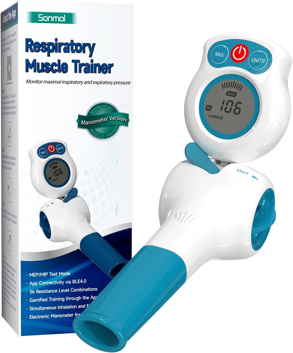 Breathing Exercise Device for Lungs | Lung Trainer with Travel Case Natural Therapy | Breathing Trainer MEP Test with Digital Manometer | Lung Exerciser Device