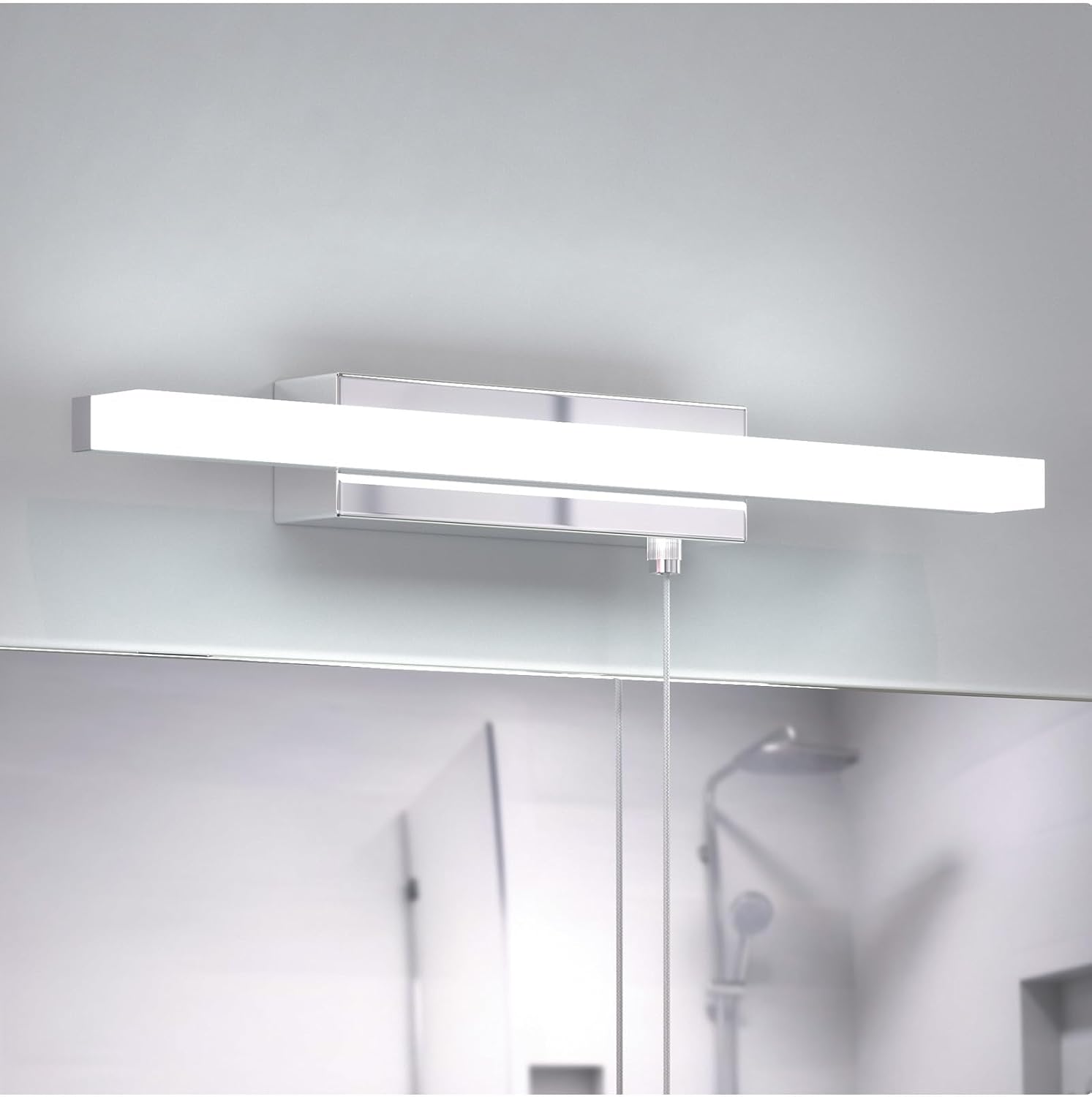 Bathroom Wall Light 9W 220V - Bathroom LED Mirror Light with Pull Cord Switch - Cold White 6000K IP44 Waterproof Over Mirror Lamp 850LM Bright for Shaving and Makeup