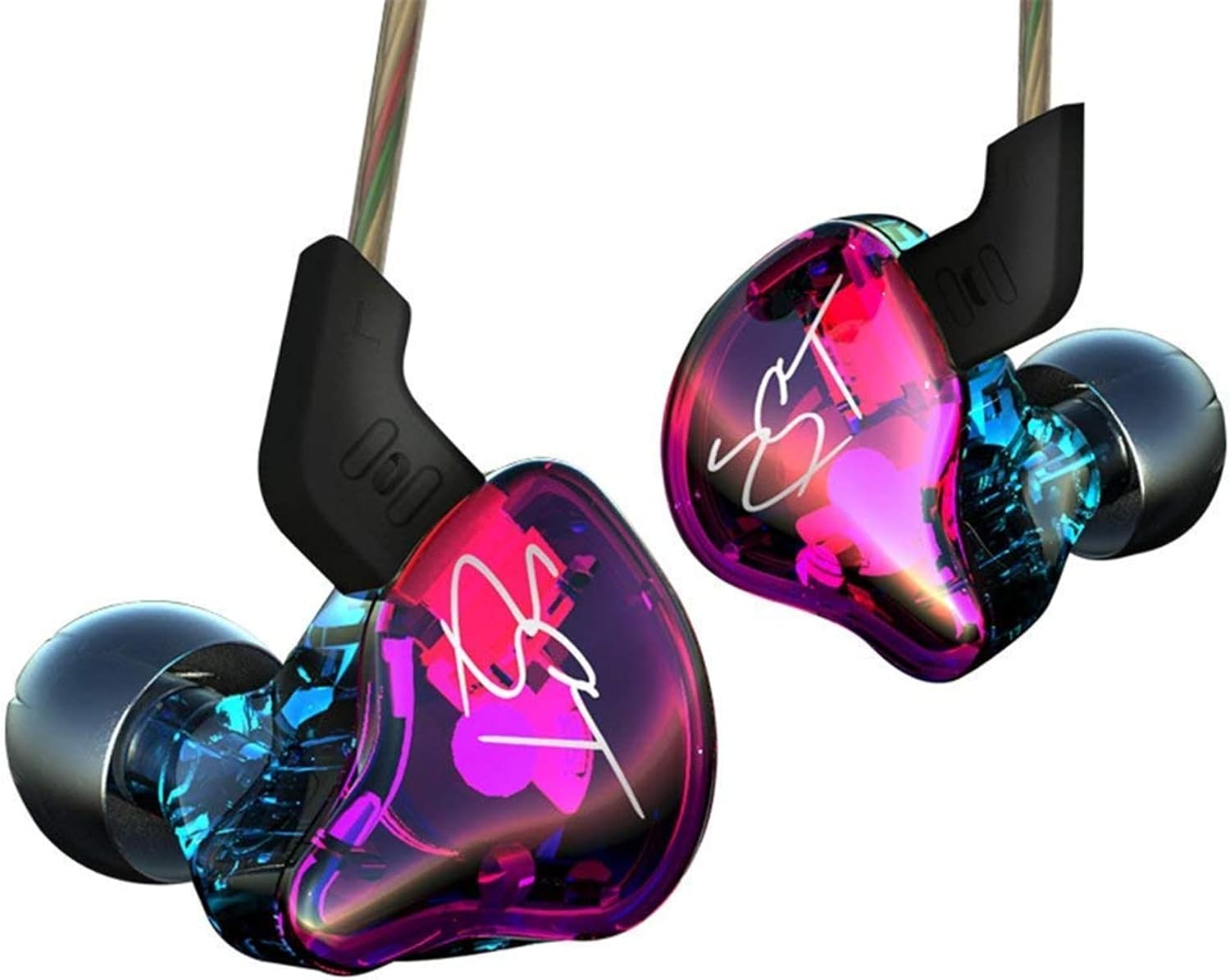 YINYOO Easy KZ ZST Colorful Hybrid Banlance Armature with Dynamic in-Ear Earphone 1BA+1DD HiFi Headset KZ in Ear Monitors Headphones Wired Earbuds IEM Earphones Gaming Earbuds (Colorful Without mic)