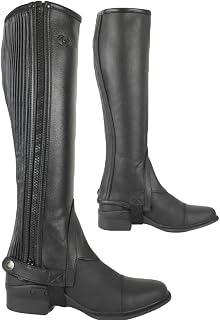 AK Side Zip with Stretch Panel Full Grain Leather Horse Riding Half Chaps AKRS-1022