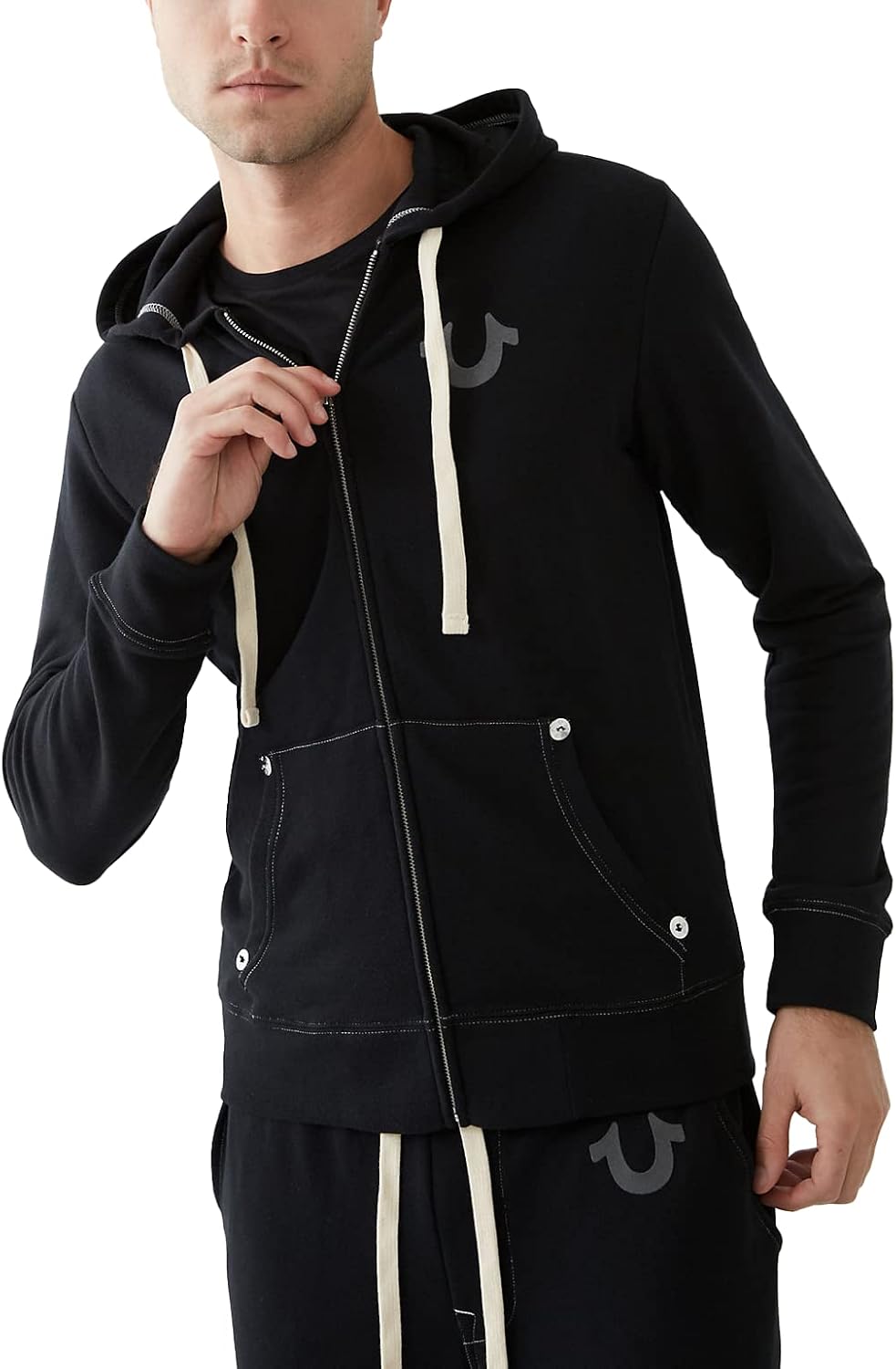 True Religion Men's Buddha Logo Zip Hoodie Sweatshirt