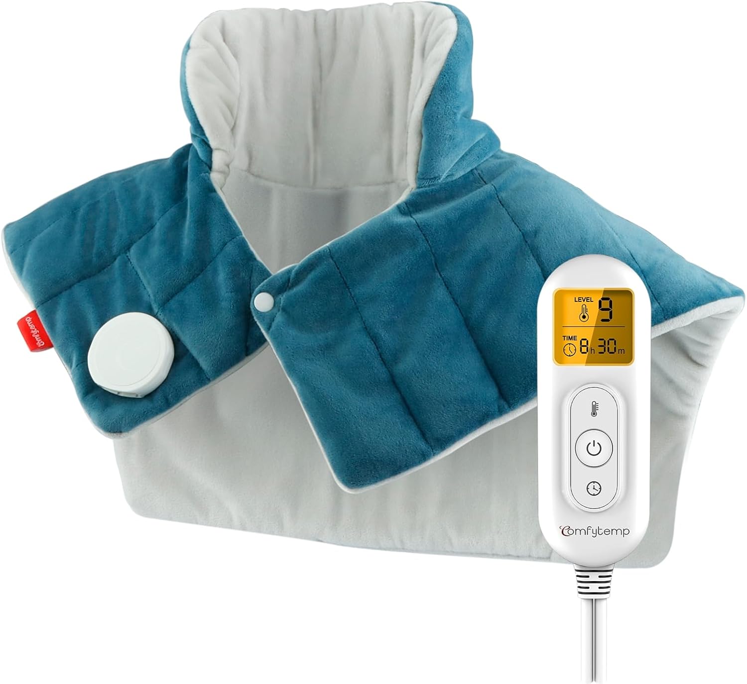 Comfytemp Fully Weighted Neck and Shoulder Heat Pad, 2.2lb Electric Neck Heating Pad with 9 Heating Levels, Auto-Off Timers, Heated Neck Wrap for Pain Relief, Muscle Tension, Neck and Shoulder Warmer
