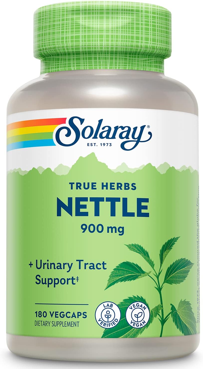 SOLARAY Nettle Leaf 450mg Healthy Kidney, Urinary & Prostate Support Traditional Use for Healthy Allergy Response & Respiratory Wellness 180 CT