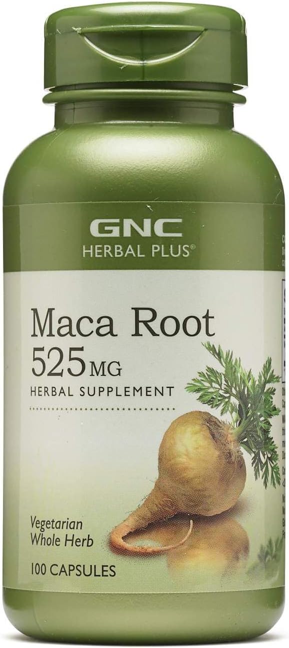 GNC Herbal Plus Maca Root 525mg, 100 Capsules, Supports Vitality