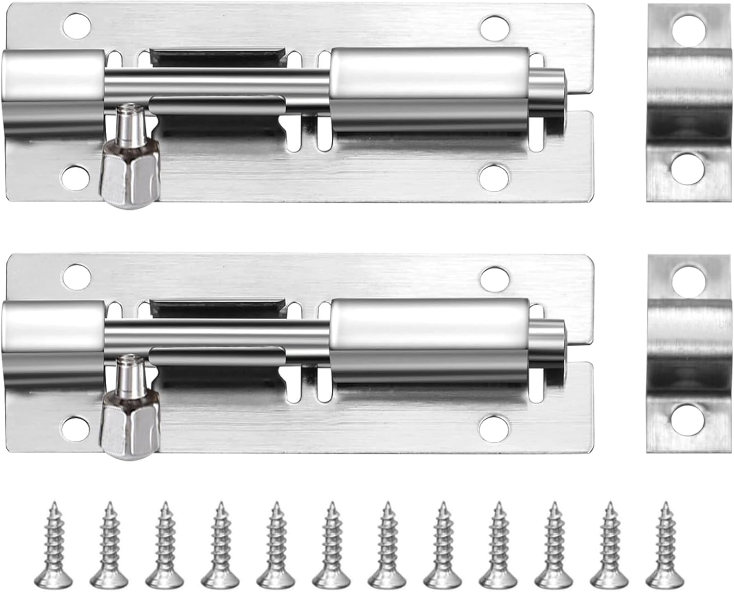 WOLMIK 2PCS Door Lock Bolt 3"(75mm), Stainless Steel Door Latch Slide Bolts Lock with Screws for Bathroom, Bedroom, Shed, Garden, Toilet, Easy Fit