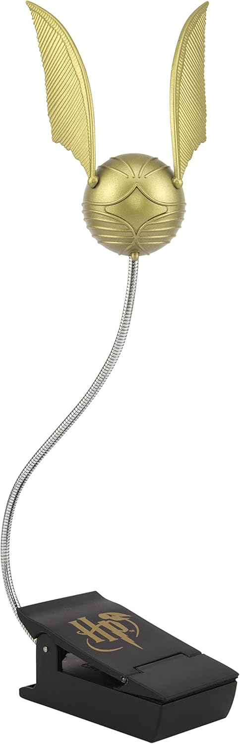 Paladone Harry Potter Golden Snitch Reading Light with Lumi Clip Officially Licensed Harry Potter Merchandise Wizarding World Clip-on Book Lamp for Night Time Reading Battery Powered Light