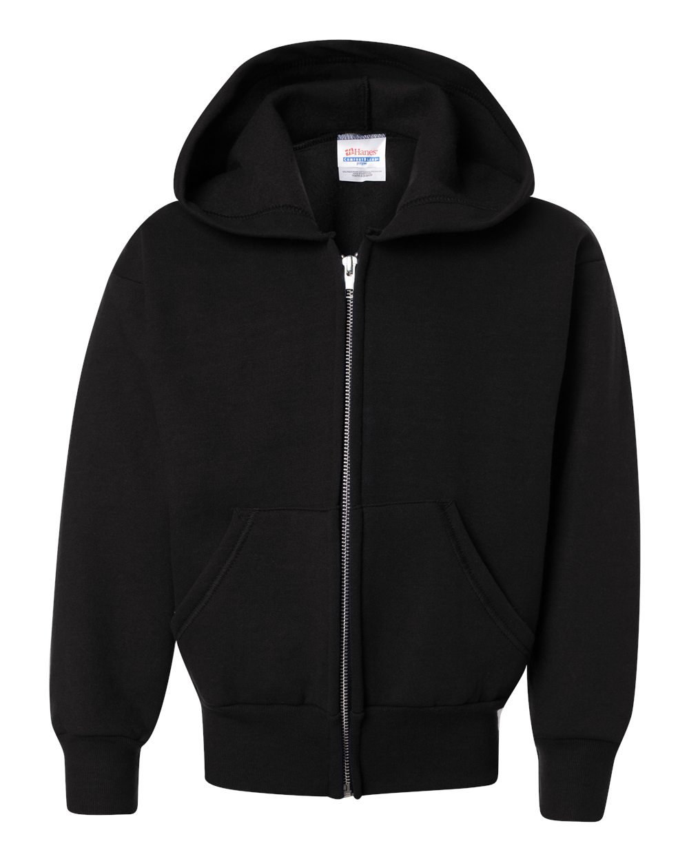 Hanes Boys' EcoSmart Full Zip Hooded Jacket, Black, Medium