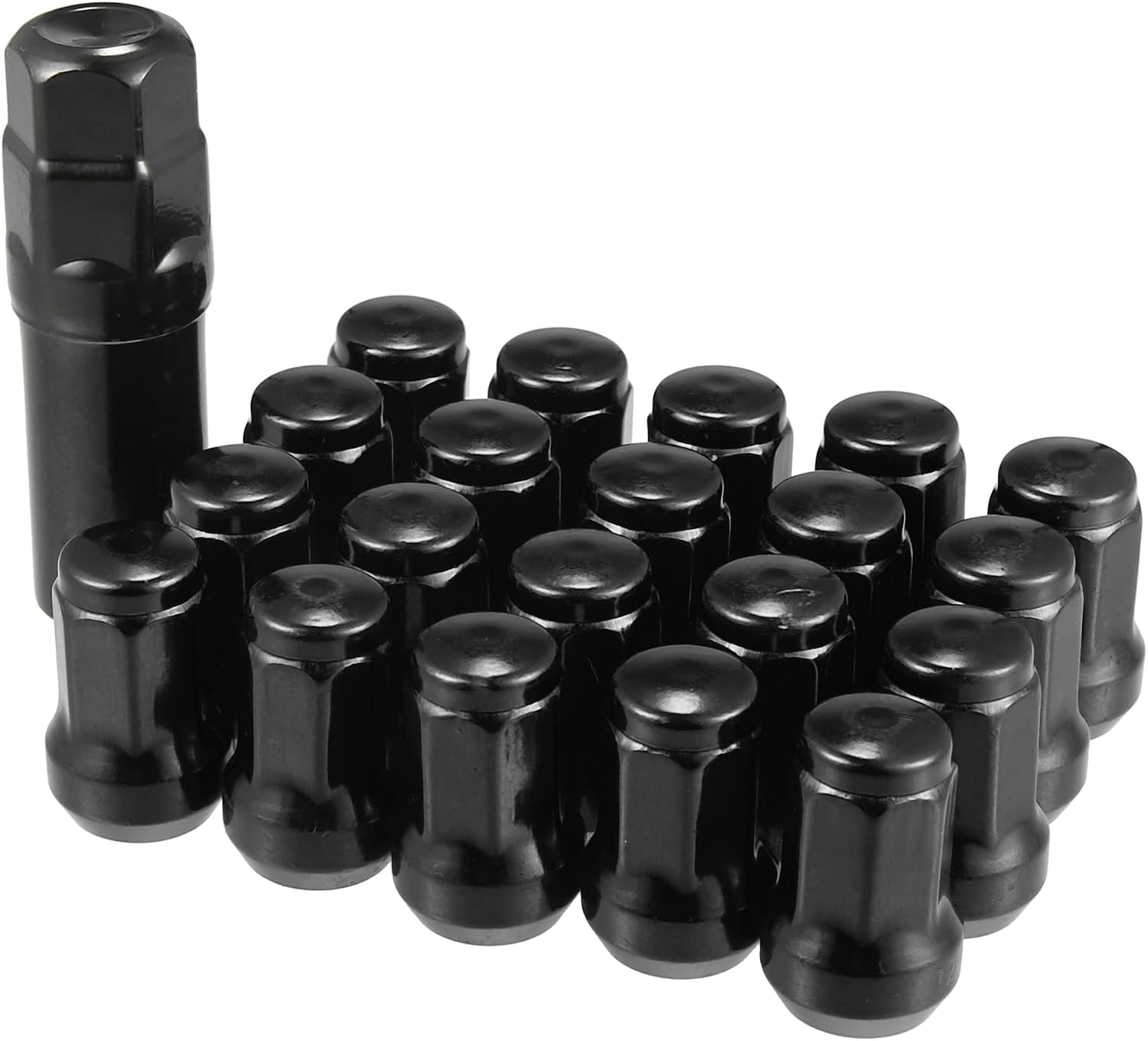X AUTOHAUX M12x1.25 Car Wheel Heptagon Lug Nut Acorn 32mm Screws - 21 Pcs Black