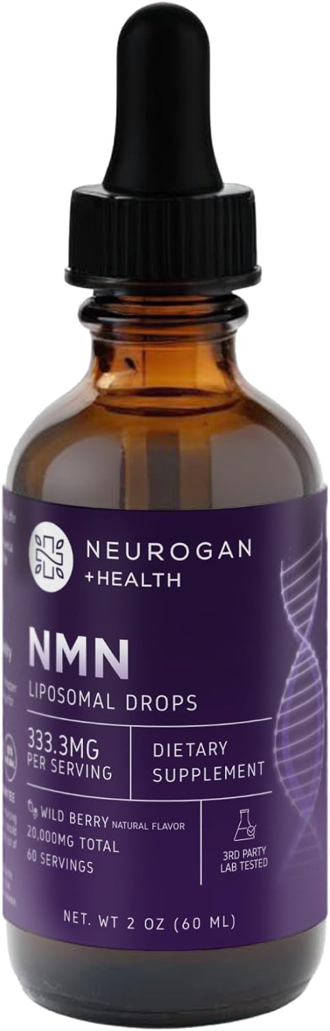 Neurogan Liposomal NMN Liquid Drops Supplement – NAD Precursor for Cellular Energy & Focus Support – 333.3 mg Nicotinamide Mononucleotide per Serving, Wild Berry Flavor, 60 Servings