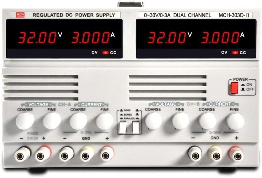Lab Power Supplies, MCH-303D-II Dual DC Regulated Power Supply 30V 3A Linear Adjustable Battery Charging Industry(110V)