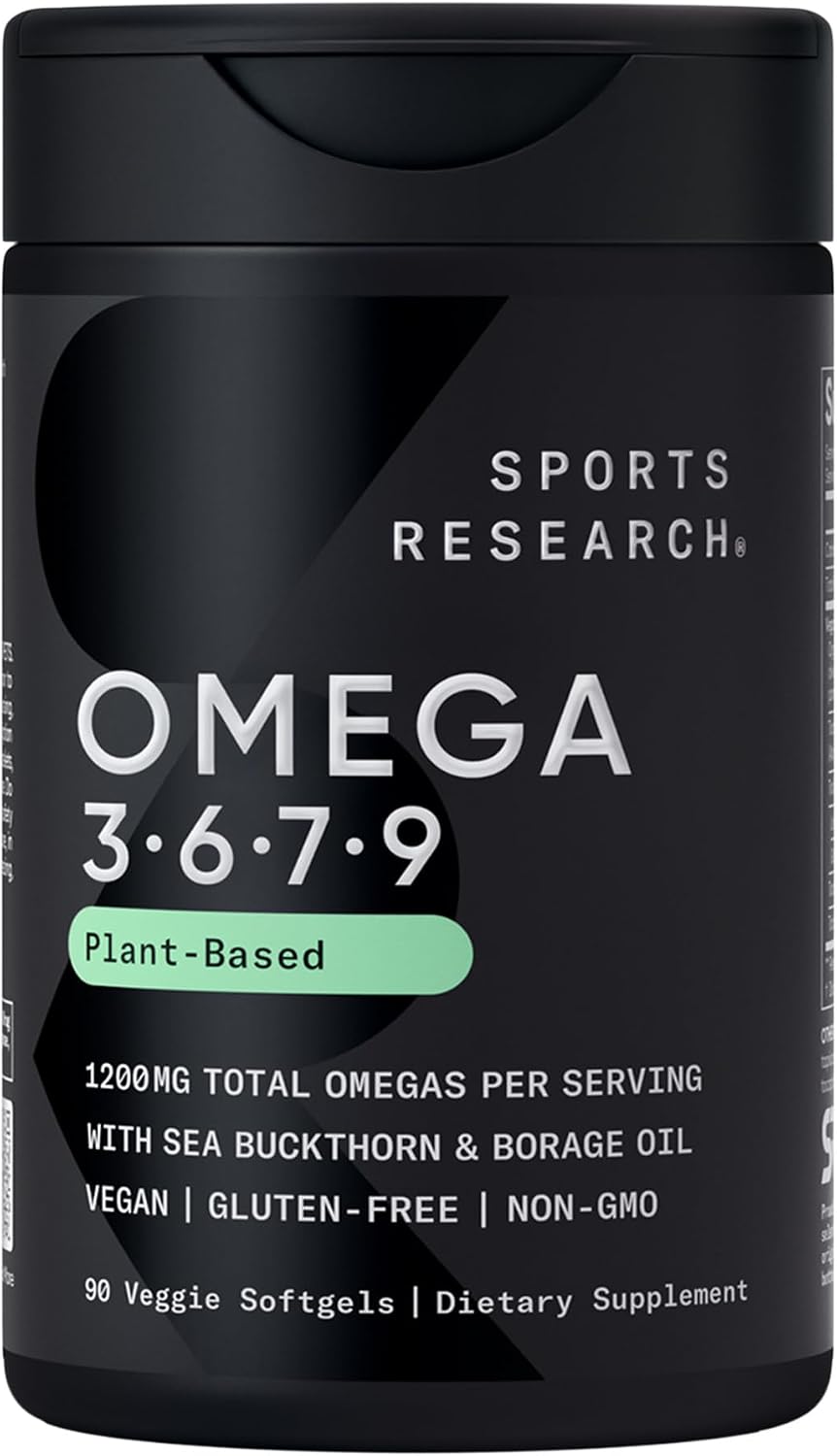 Sports Research® Vegan Omega 3·6·7·9 Complex 1635mg, 90 Count Plantgels™
