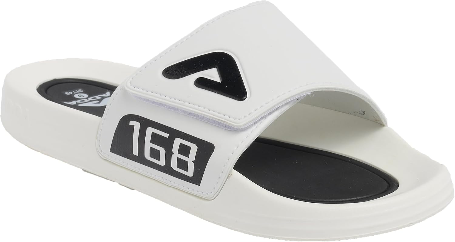 ADDA Men's Coaster 01, Durable & Comfortable, Eva Sole, Lightweight, Fashionable, Super Soft, Outdoor Slipper, Sliders 9 White