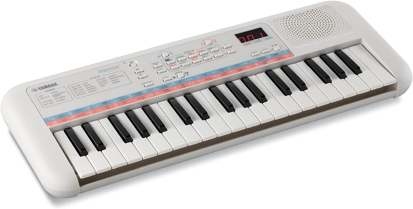 Yamaha Remie PSS-E30 - Portable and Lightweight Keyboard for Young Children, 47 Built-in Voices, 74 Sound Effects and a Quiz Mode, Fun Learning Instrument, in White