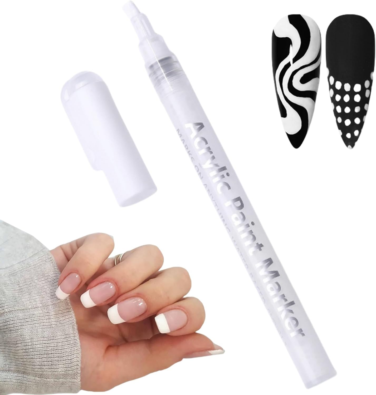 Quick Dry Fine Tips Nail Art Pens for DIY Nail Decoration,Nail Drawing Pen,Nail Varnish Pens for DIY Nail Art,White Nail Pencil,Fine Tips Nail Polish Pen,Nail Art Stamp Pens,Nail Art Tools(White)