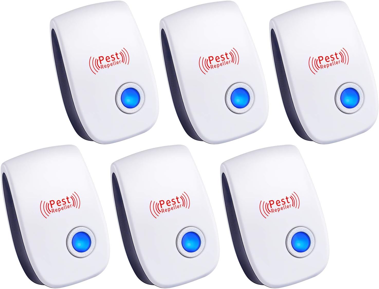 Ultrasonic Repeller - Indoor Plug, Electronic and Ultrasound Pest Repellent - Insects, Mice, Spiders, Mosquitoes, Bugs Control (6 Pack)