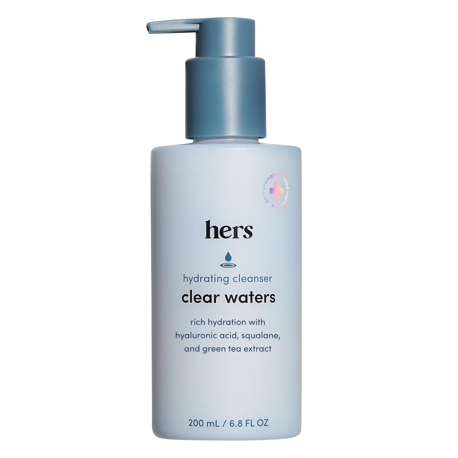 hers Clear Waters Hydrating Cleanser - Squalane Cleanser Face Wash Made for All Skin Types - Supports Skins Natural pH - Contains Hyaluronic Acid, Squalane, and Green Tea Extract - 6.8 fl Oz