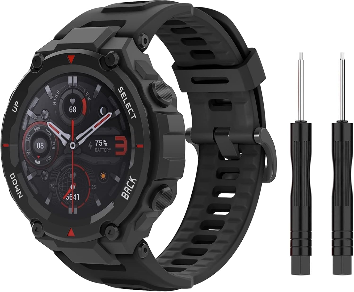 MoKo Strap Compatible with Amazfit T-Rex/T-Rex Pro Smartwatch, Soft Silicone Sports Replacement Watch Band Waterproof Breathable Wristband Bracelet with Tools
