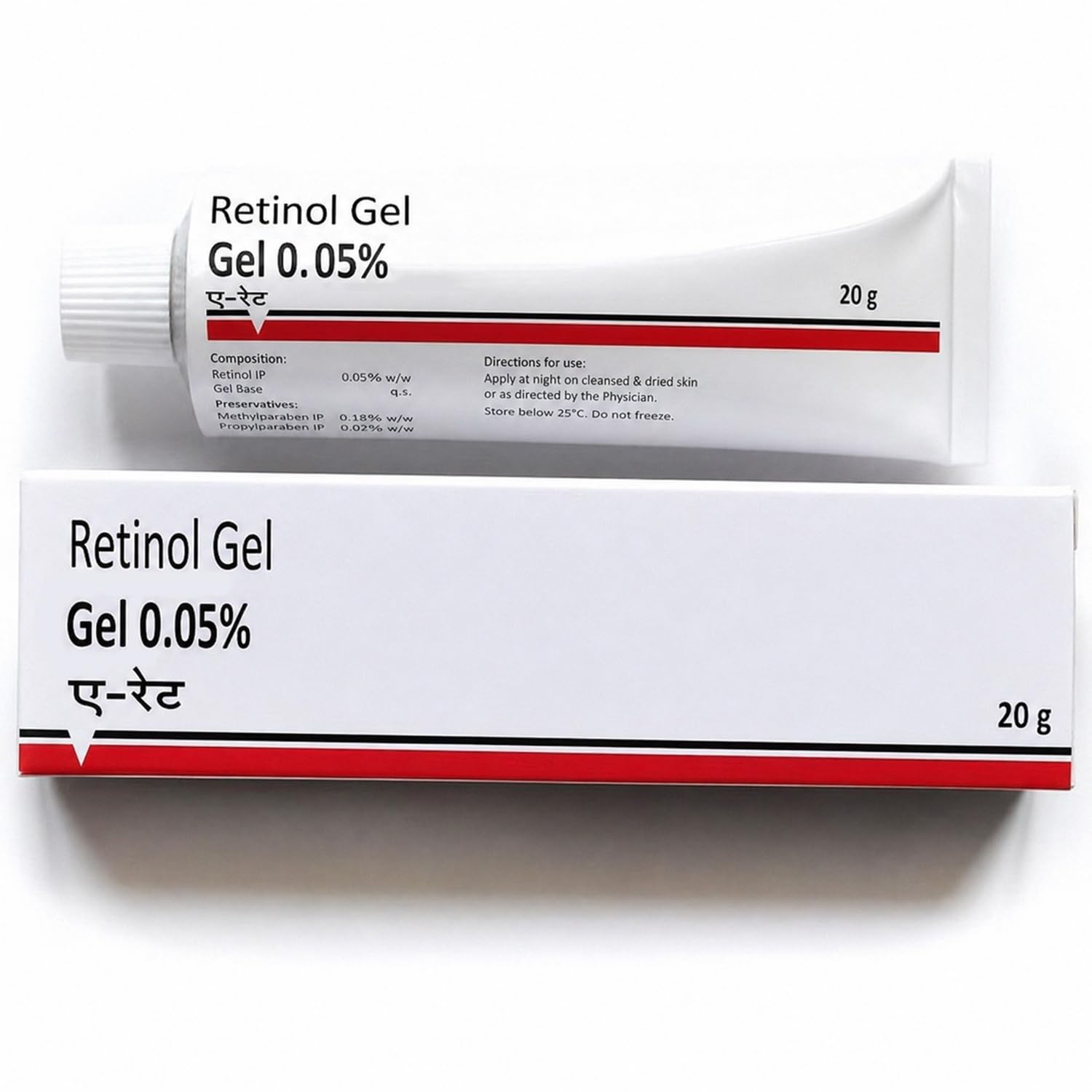 Retinol Gel 0.05% with Vitamin A, Lightweight Night Serum for Skin Texture & Smooth-Looking Skin, 20 g