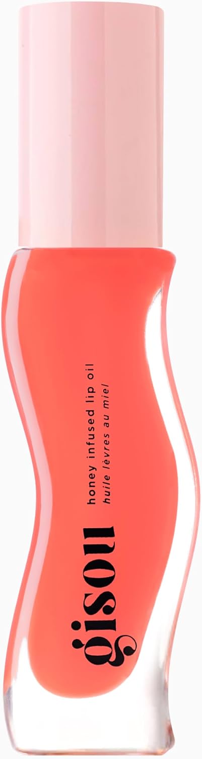 Gisou Honey Lip Oil, Nourishing Lip Balm for Dry Lips (Bee-lini Peach)