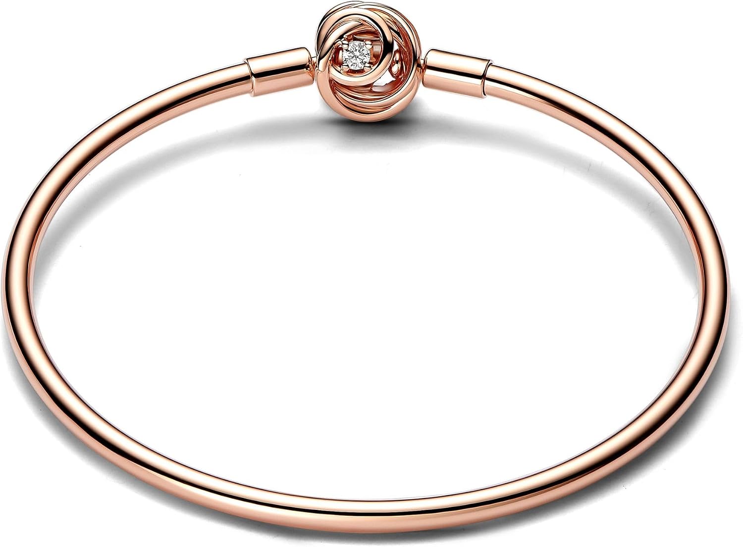 PANDORA 14K Rose Gold-Plated Rose Encircled Clasp Bangle Bracelet - 583230C01 (19 (7.5 IN))