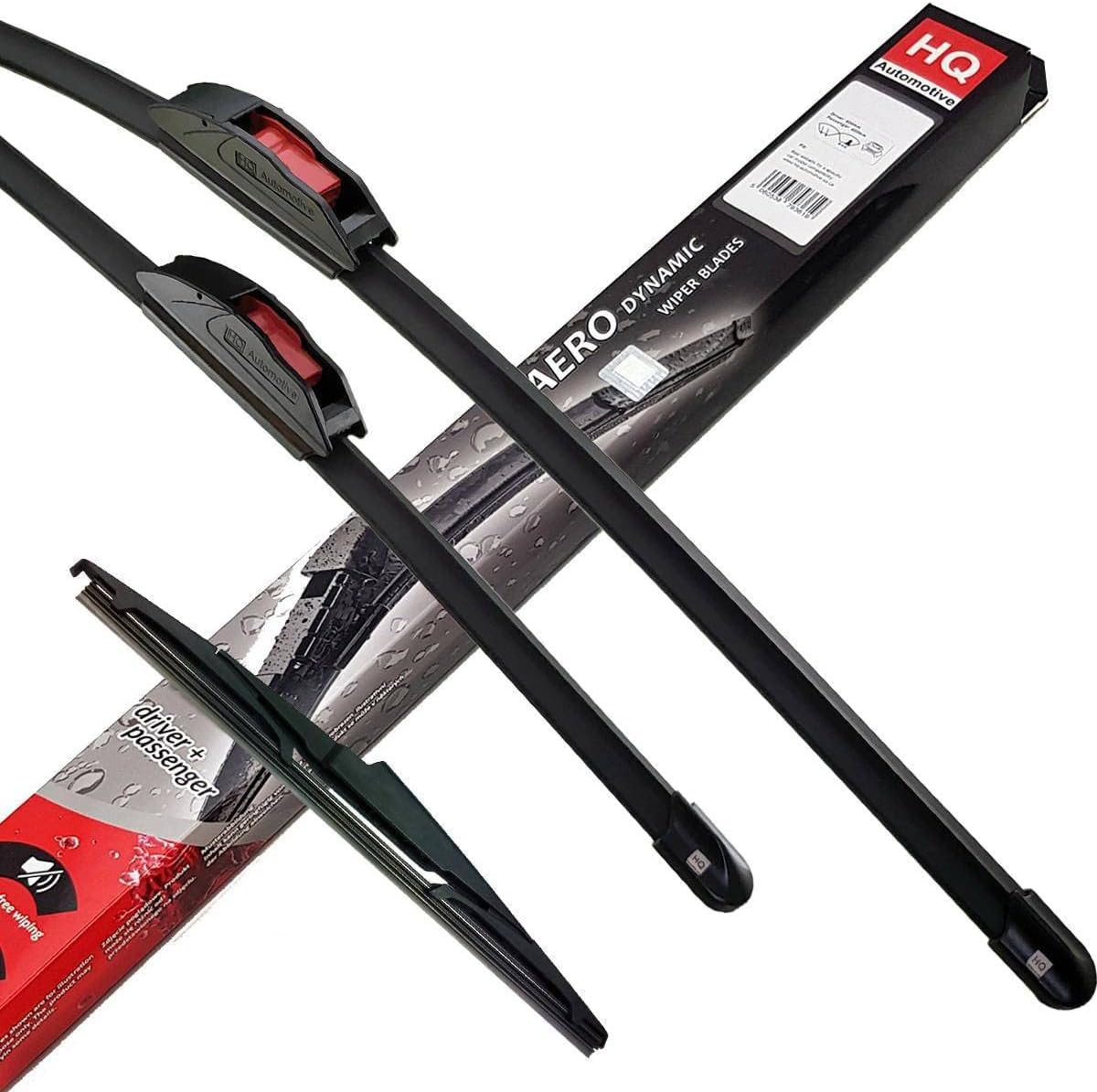 HQ AUTOMOTIVE Wiper Blades fits FORD Fiesta MK5 MK6 2001-2008, 3pcs Replacement Wipers Front Rear, Model AD61-221|HQ11C-V1