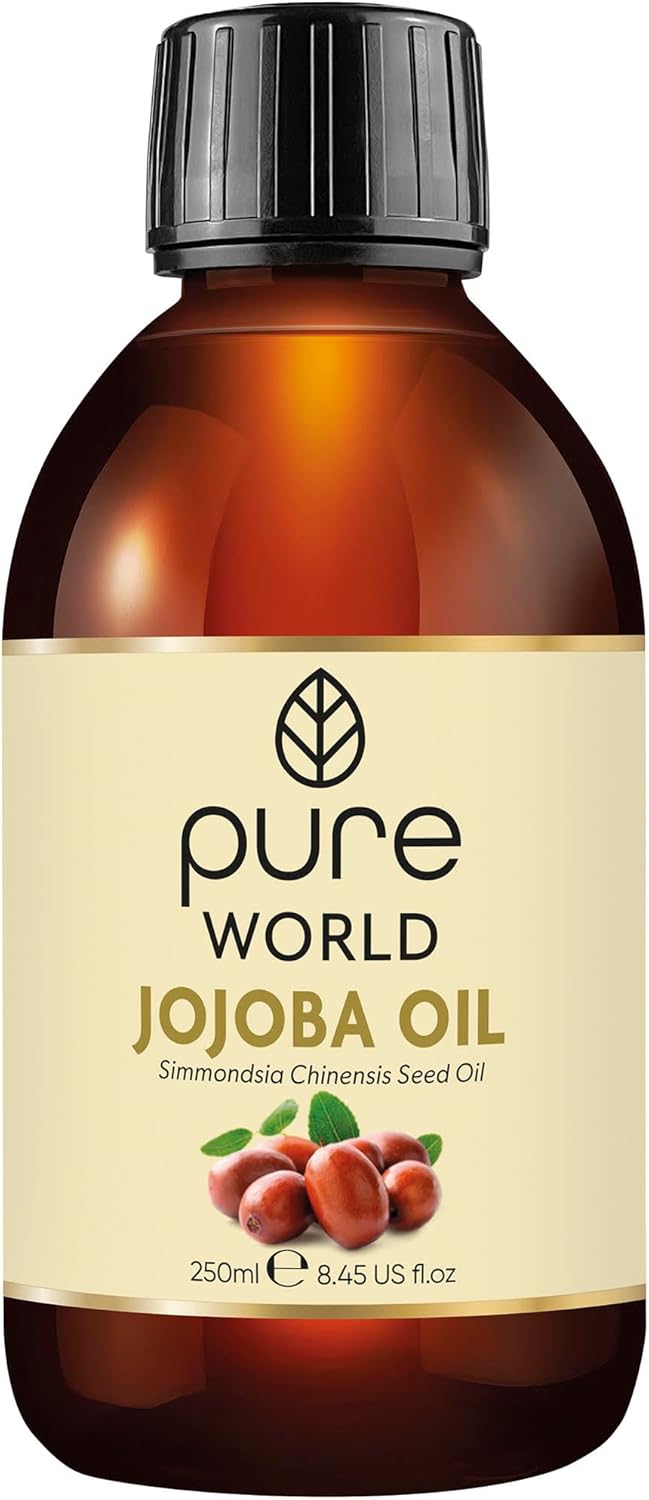 Pure World Natural Jojoba Oil 100% Pure and Undiluted 250ml. Coldand Freshly Pressed Premium Quality Jojoba Oil – Skin, Nails, Body and Face, Vegan…