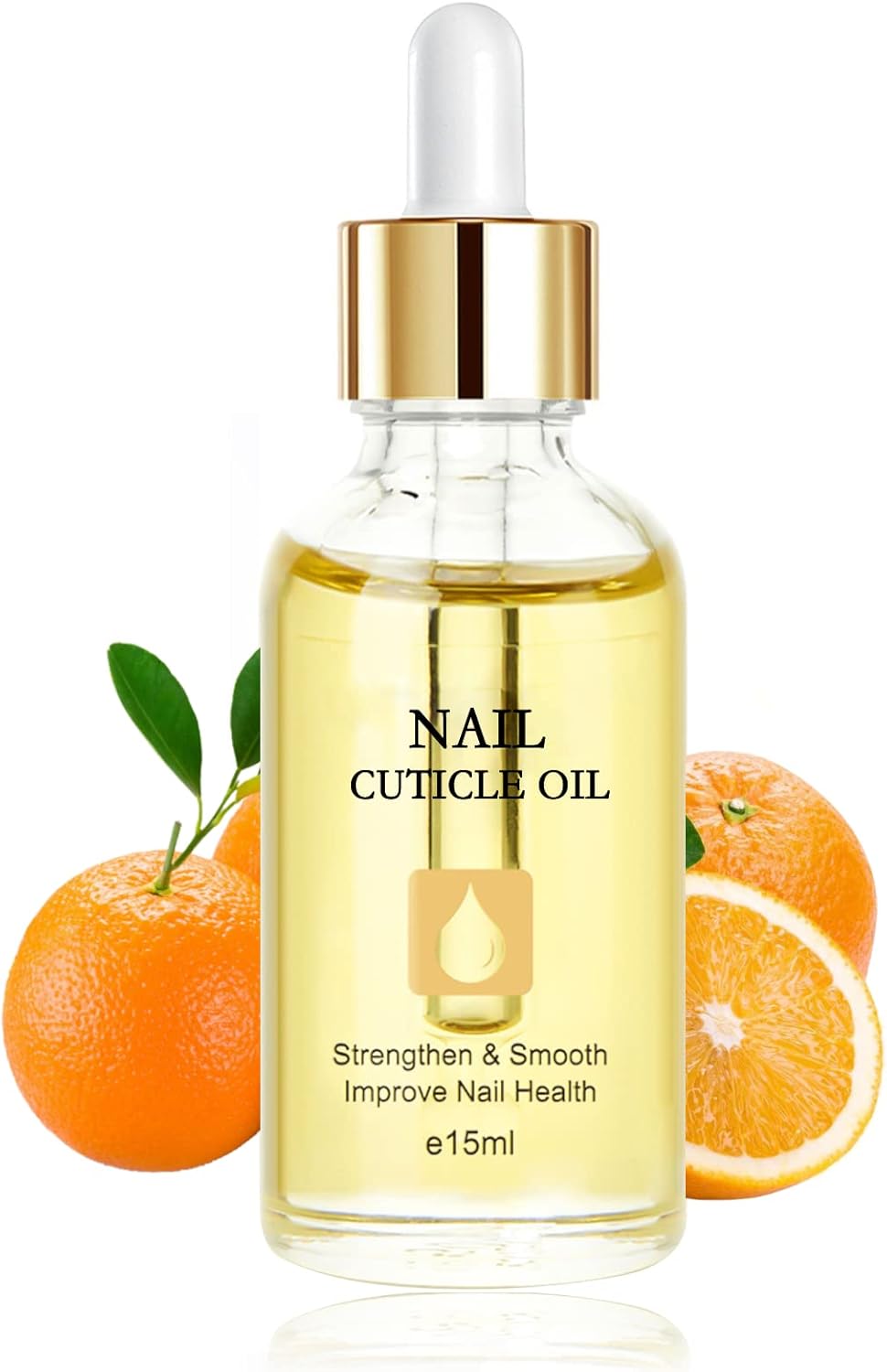 Nail Cuticle Oil 15ml with Organic Vitamin E & B, Cuticle Oil for Nails, Jojoba Nail Cuticle Oil,Nail Oil Soothe Moisturize with Dropper Design for Dry Rough Nail Care Repair (Orange)