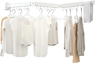 Clothes Drying Rack, 3 Fold White Laundry Drying Rack, Wall Mounted Clothes Hanger, Space Saver, Foldable Durable, for Balcony, Laundry, Bathroom, Patio, Apartment, Dormitory
