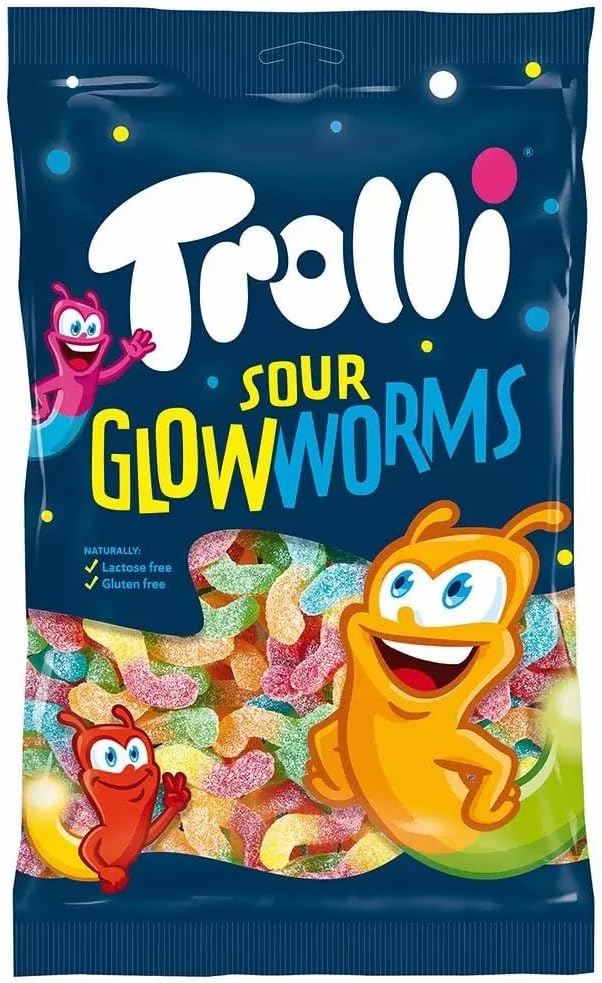 Trolli Sour Glow Worms Gummy Sweets 150g (Pack of 3)