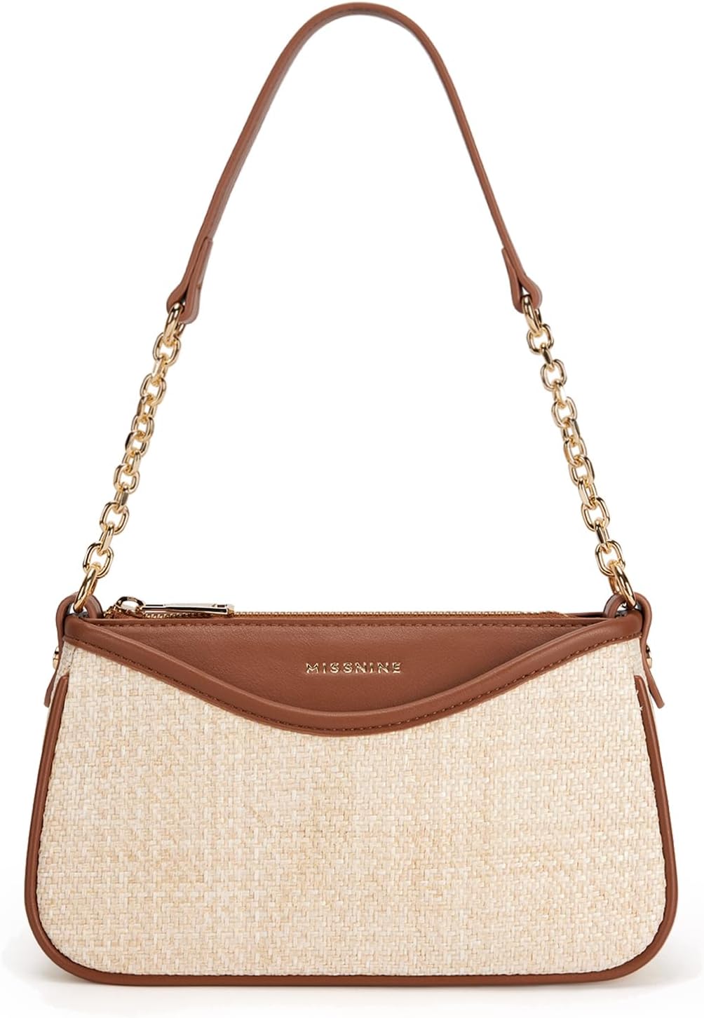 Missnine Shoulder Bag for Women Small Purse Trendy Clutch Hobo Bag Vegan Leather Mini Handbag with Zipper Closure