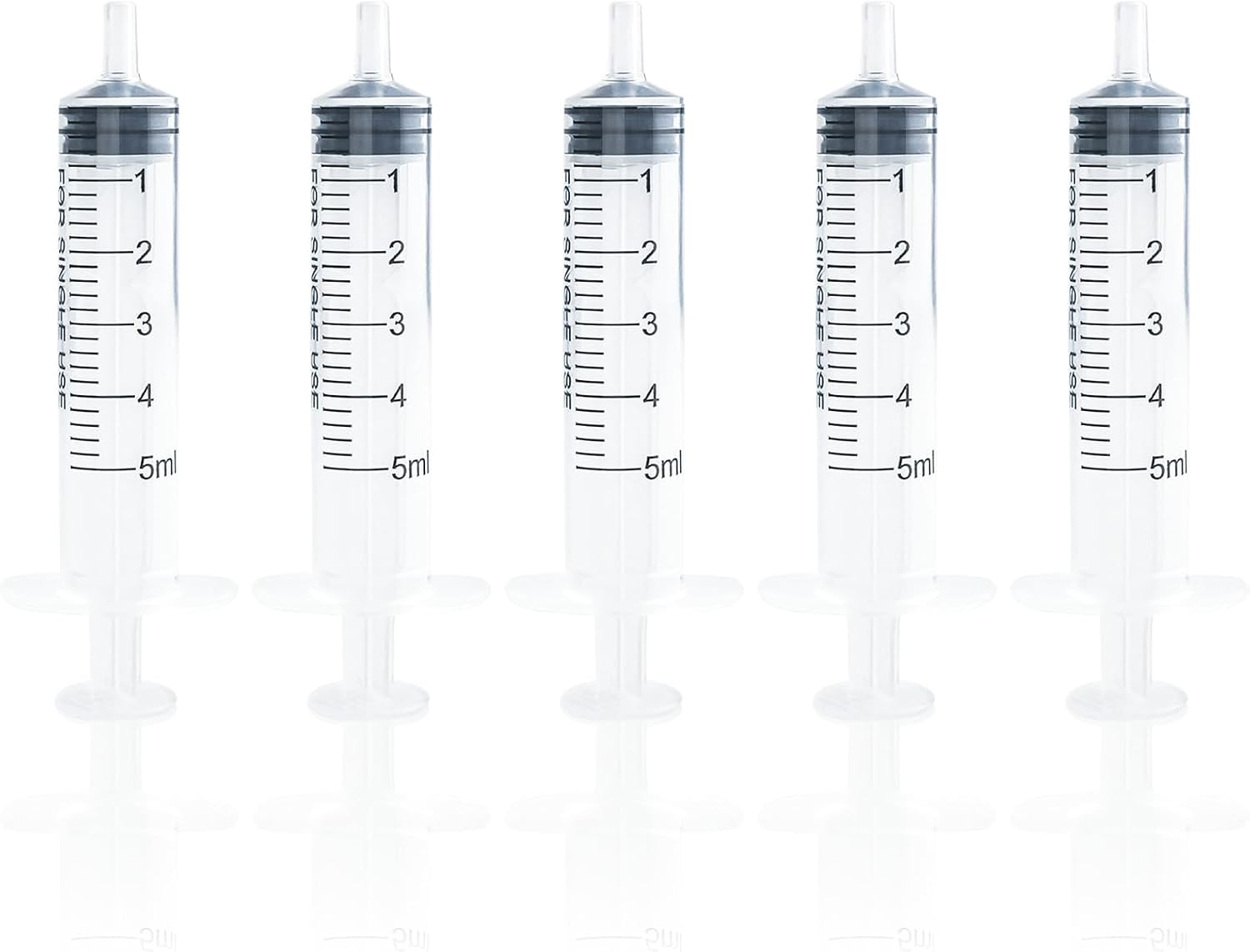 5ml Syringe, 5Pcs 5ml No Needle Plastic Syringes Reusable Colostrum Syringe With Caps Sterile Syringes for Scientific Labs, Glue Applicator, Feeding Pets and Watering Refilling, , Individually Sealed